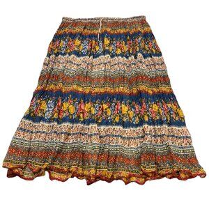Basic Editions Skirt Womens M Mixed Pleated Maxi Boho Peasant Indie Festival